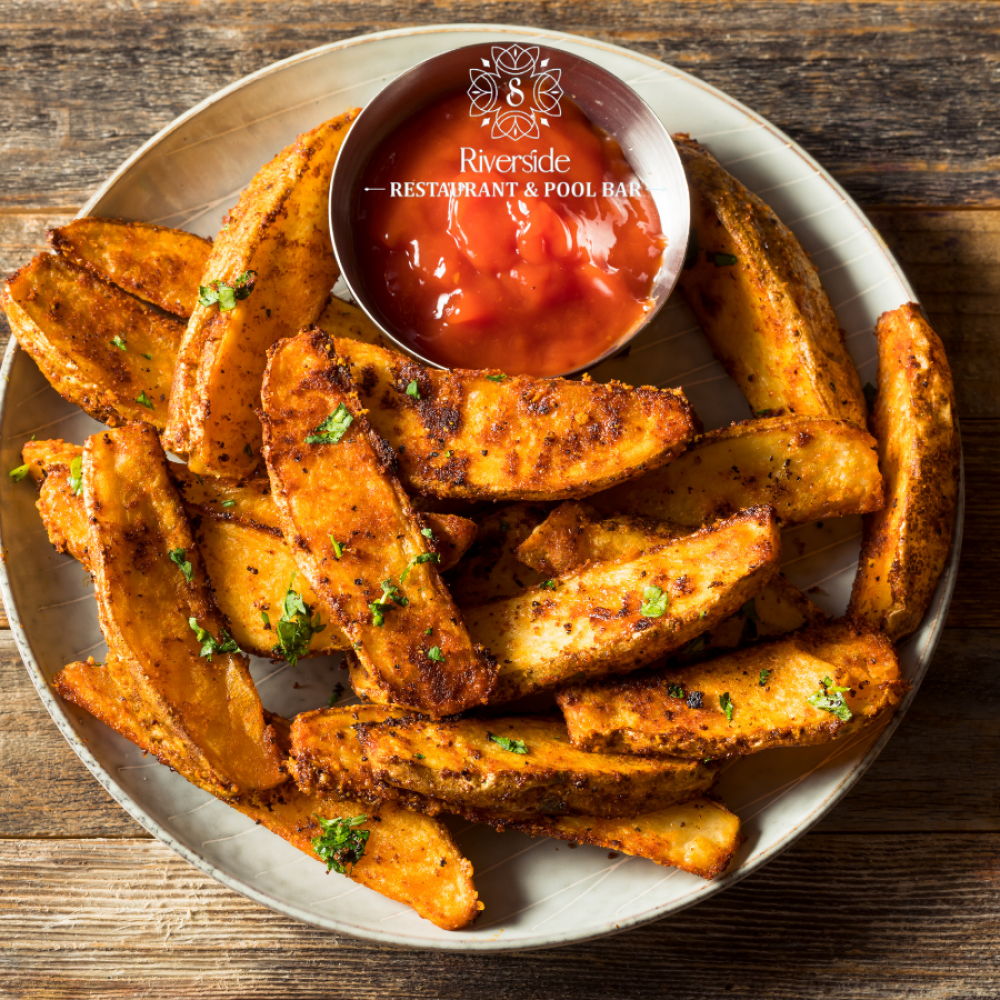 Fried potato wedges